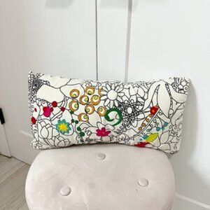 Ikea White Floral Print Throw Pillow